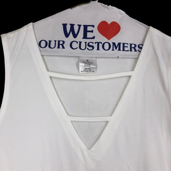 Masseys Silky Rayon Spandex Tank Top w/Plunging V Neckline & Lattice sz XL - Picture 3 of 5